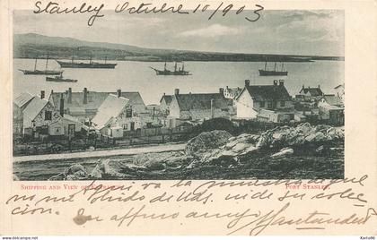 port stanley , iles malouines , falkland * shipping and view of entrance * 1903