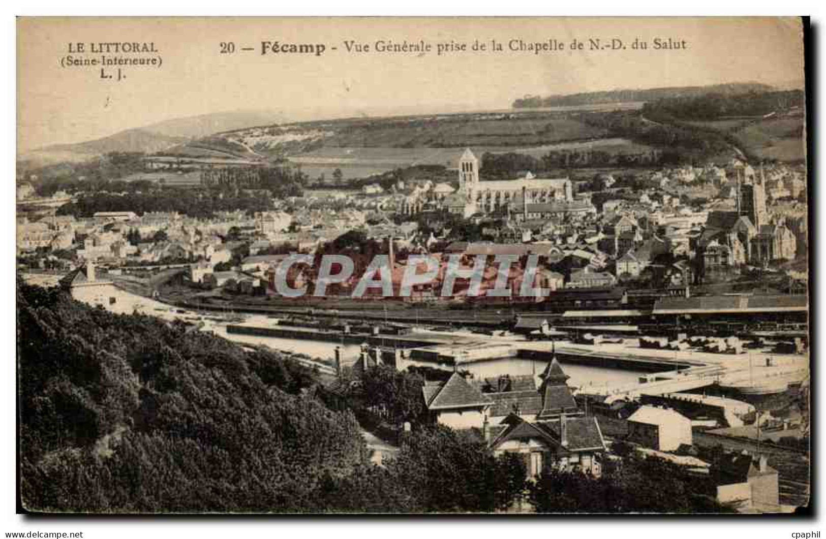 Fecamp - Vue Generale prise de la Chapelle de Notre Dame de Salut - CPA