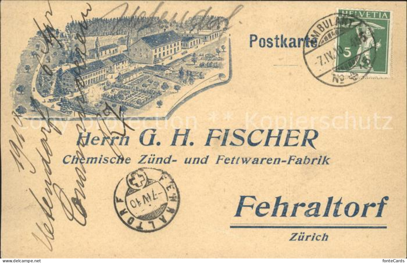 Fehraltorf Herr G. H. Fischer Chemische Zuend- und Fettwaren-Fabrik