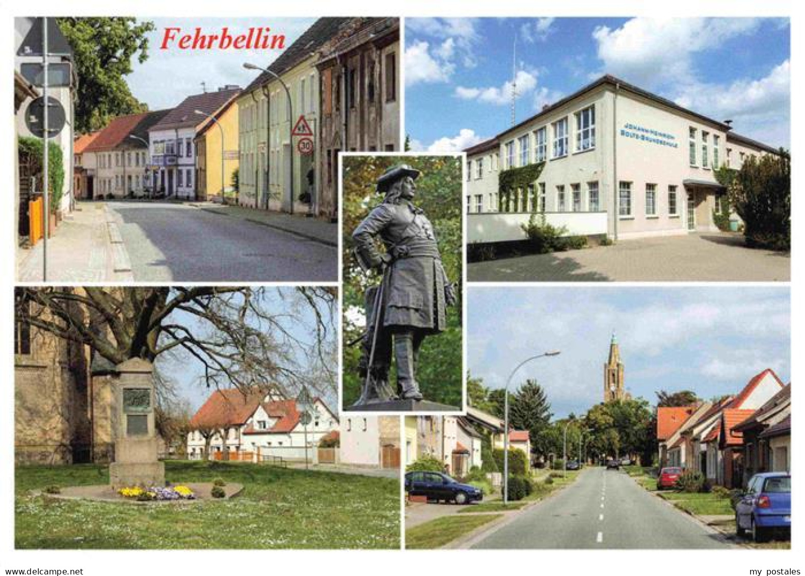 Fehrbellin Teilansichten Stadtzentrum Denkmal Hauptstrasse Grundschule