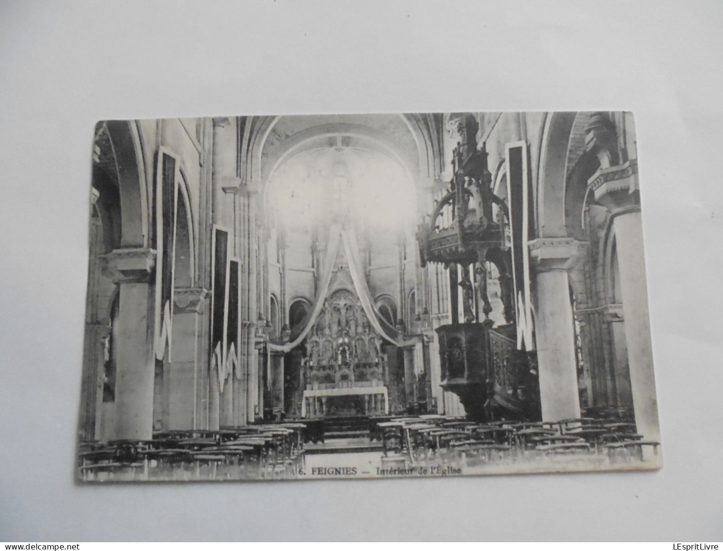 FEIGNIES Intérieur de l'Eglise Carte Postale Postcard AK CP PK