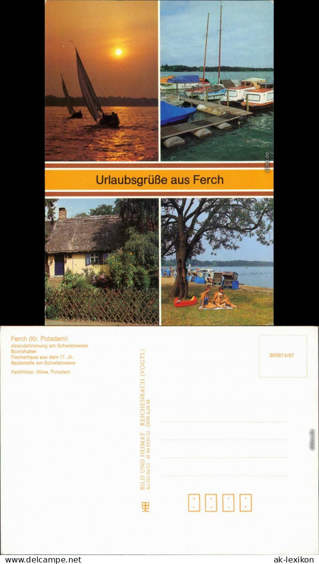 Ferch-Schwielowsee Abendstimmung am Schwielowsee, Bootshafen,  Badestelle  1987