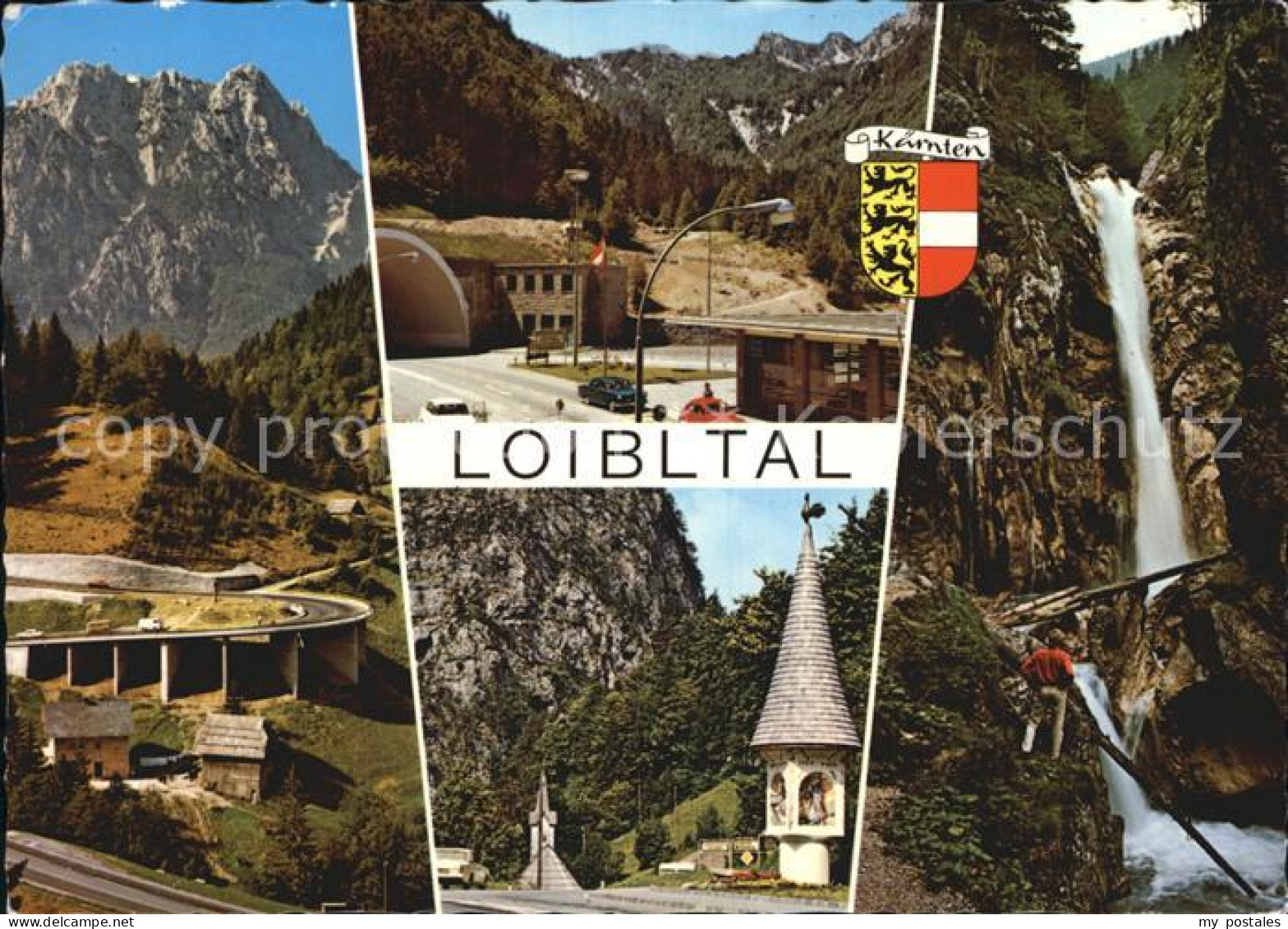 Ferlach Kaernten Hangbruecke vor Loibltunnel Tschaukofall Wasserfall Bildstock