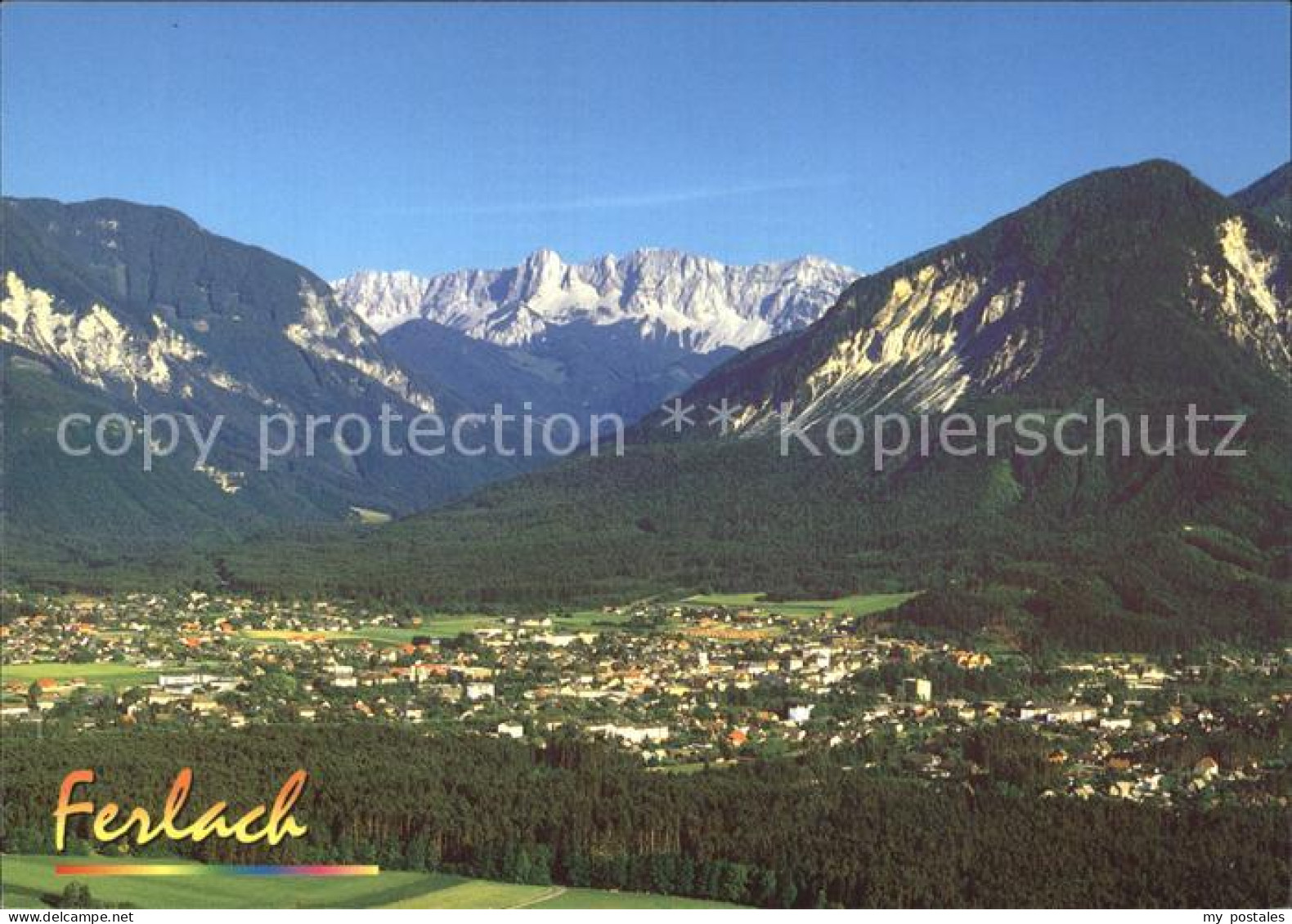 Ferlach Kaernten Panorama gegen Koschuta Bergmassiv Karawanken