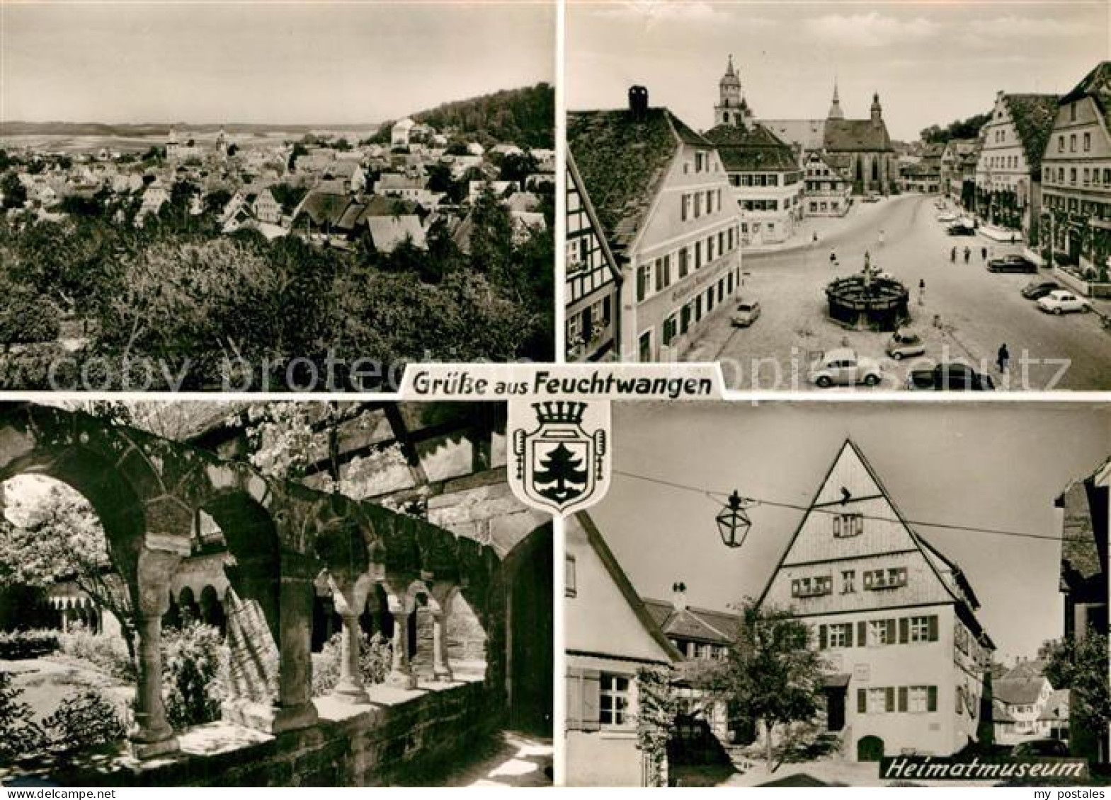Feuchtwangen Stadtpanorama Marktplatz Brunnen Heimatmuseum