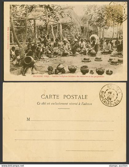 Fiji 1904 Old UB Postcard Archipel Fidji Native Women Making Pots & Gargoulettes