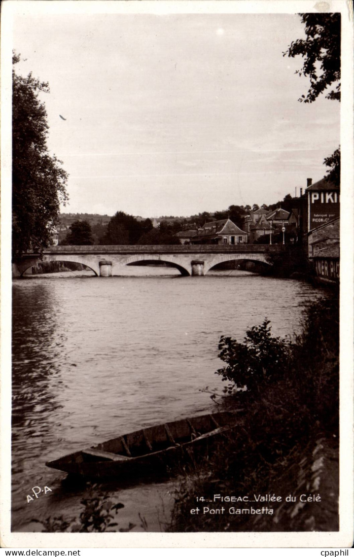 Figeac CPA Vallee du Cele et pont Gambetta