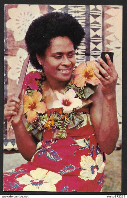 Fiji getting ready for the dance postcard not used