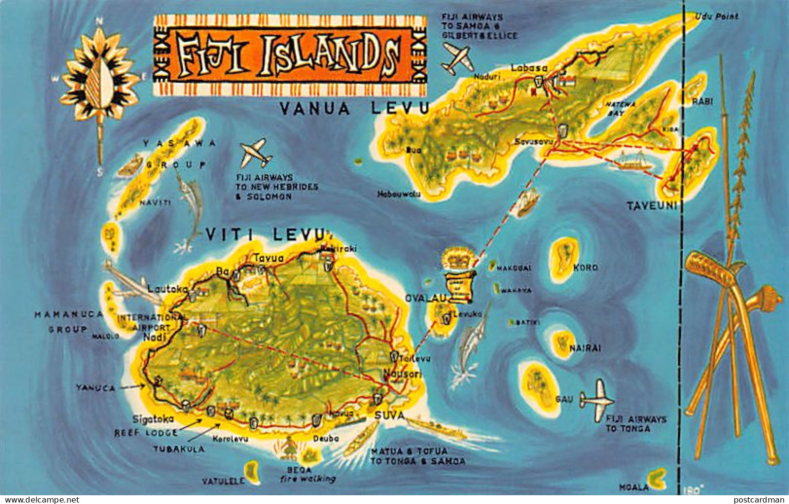 Fiji - Map of Fiji Islands - Publ. Stinsons 1167