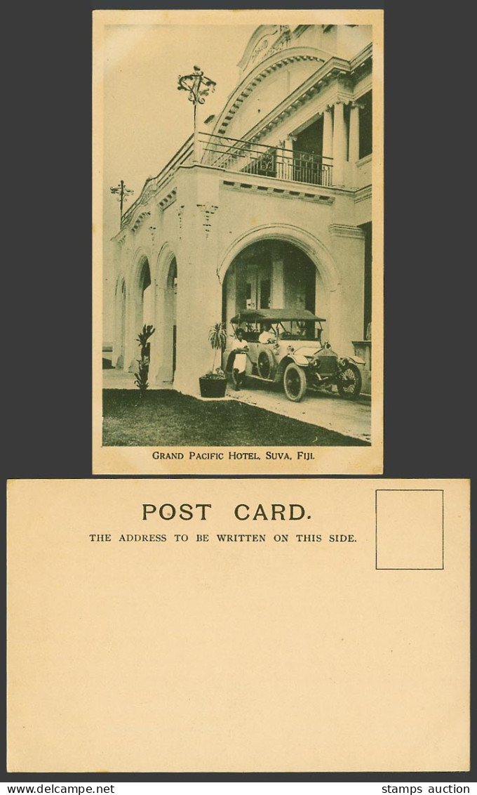 Fiji Old UB Postcard Grand Pacific Hotel Suva Vintage Motor Car Viti Levu Island