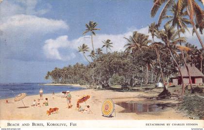 B157 Fiji Beach and Bures Korolevu Children vintage postcard