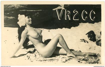 Fiji Girl 1970 Ham Radio Card VR2CC