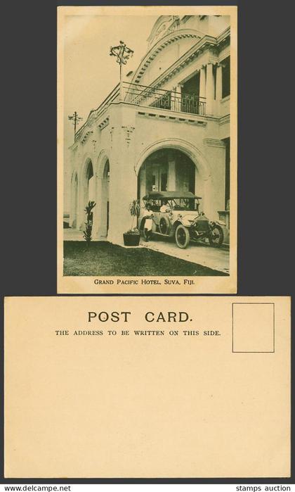 Fiji Old UB Postcard Grand Pacific Hotel Suva Vintage Motor Car Viti Levu Island