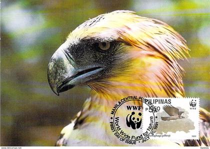 Philippine Eagle Philippinen Adler Birds oiseaux WWF 1991 PILIPINAS  carte maximum