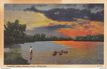 Philippines - Carabaos taking evening swim - SEE SCANS FOR CONDITION - Ed. Philippines Educational Co.