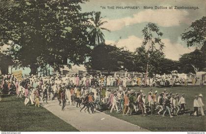 philippines, ZAMBOOANGA, Gathering of Moro Dattos (1910s) Postcard