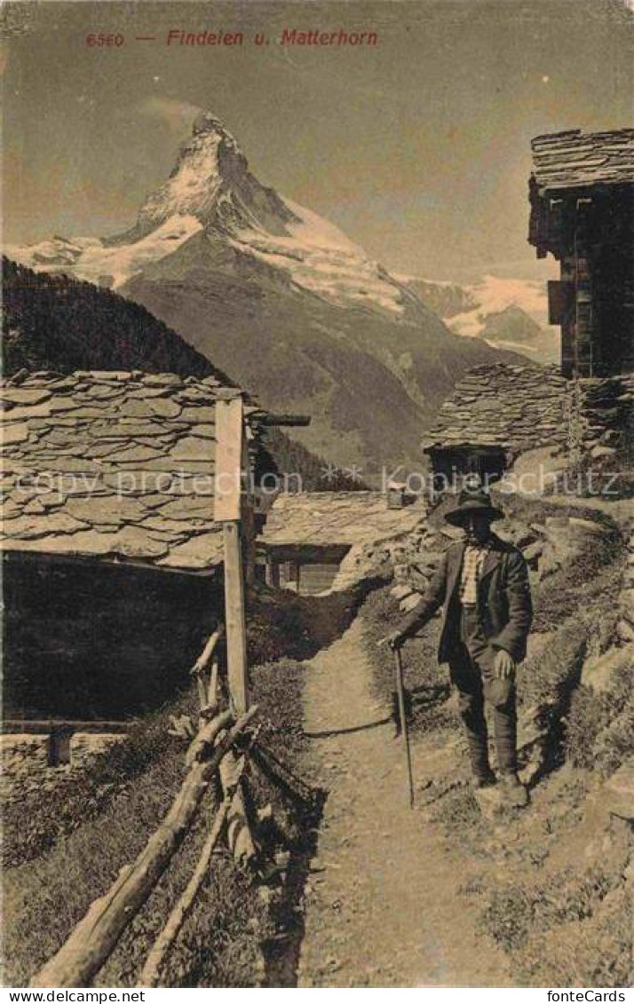 Findelen Findeln Zermatt Valais VS Ortsmotiv mit Matterhorn