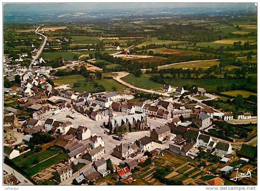 finistere -gd format- ref-E936- plonevez du faou - vue generale  - vue aerienne  -carte bon etat -