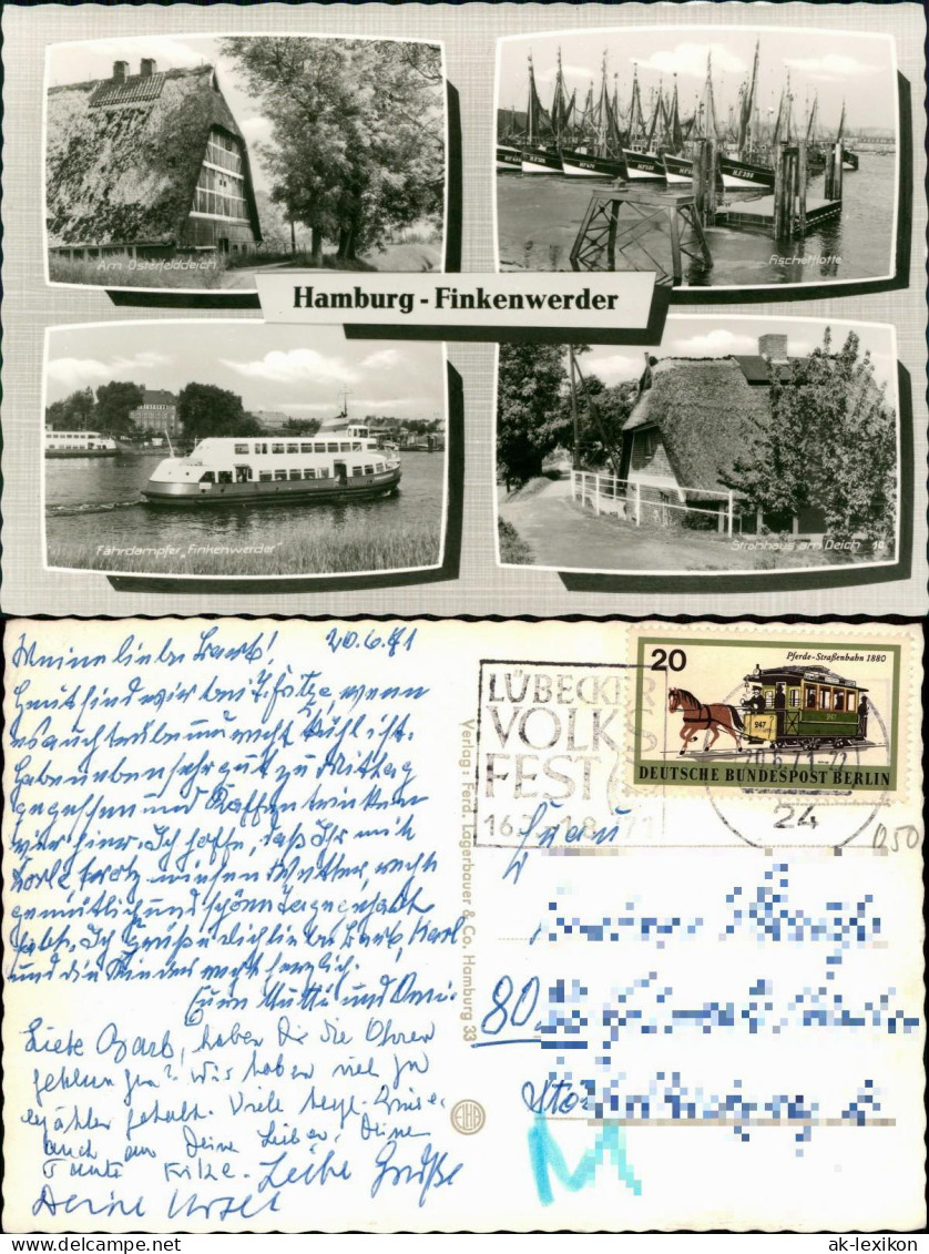 Finkenwerder-Hamburg 4 Bild Bauernhaus Fischerfltotte Fährdampfer 1971
