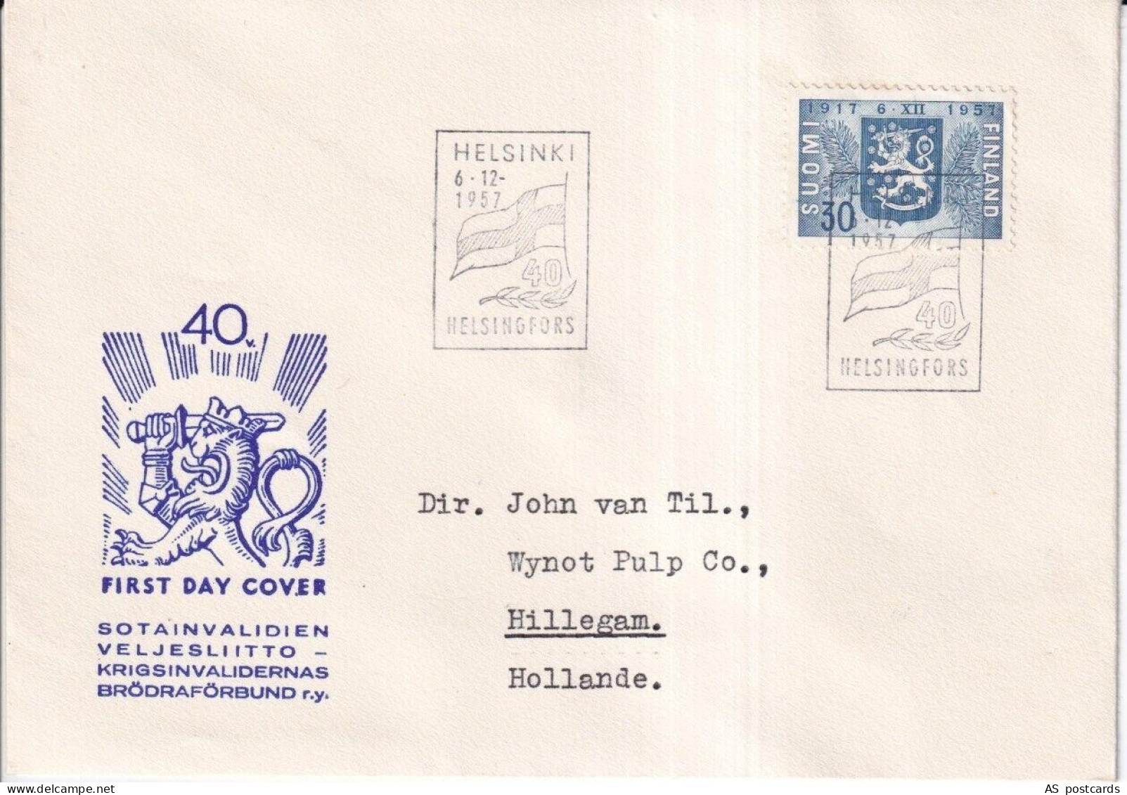 Finland 1957 40th Anniversary of independence FDC