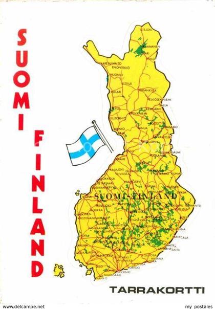 Finnland Suomi Geografische Karte Flagge Tarrakortti