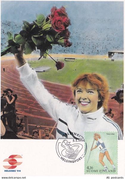 SA22n Finland 1994 Stamp exhibition FINLANDIA 95 - javelin throw Maxi Card