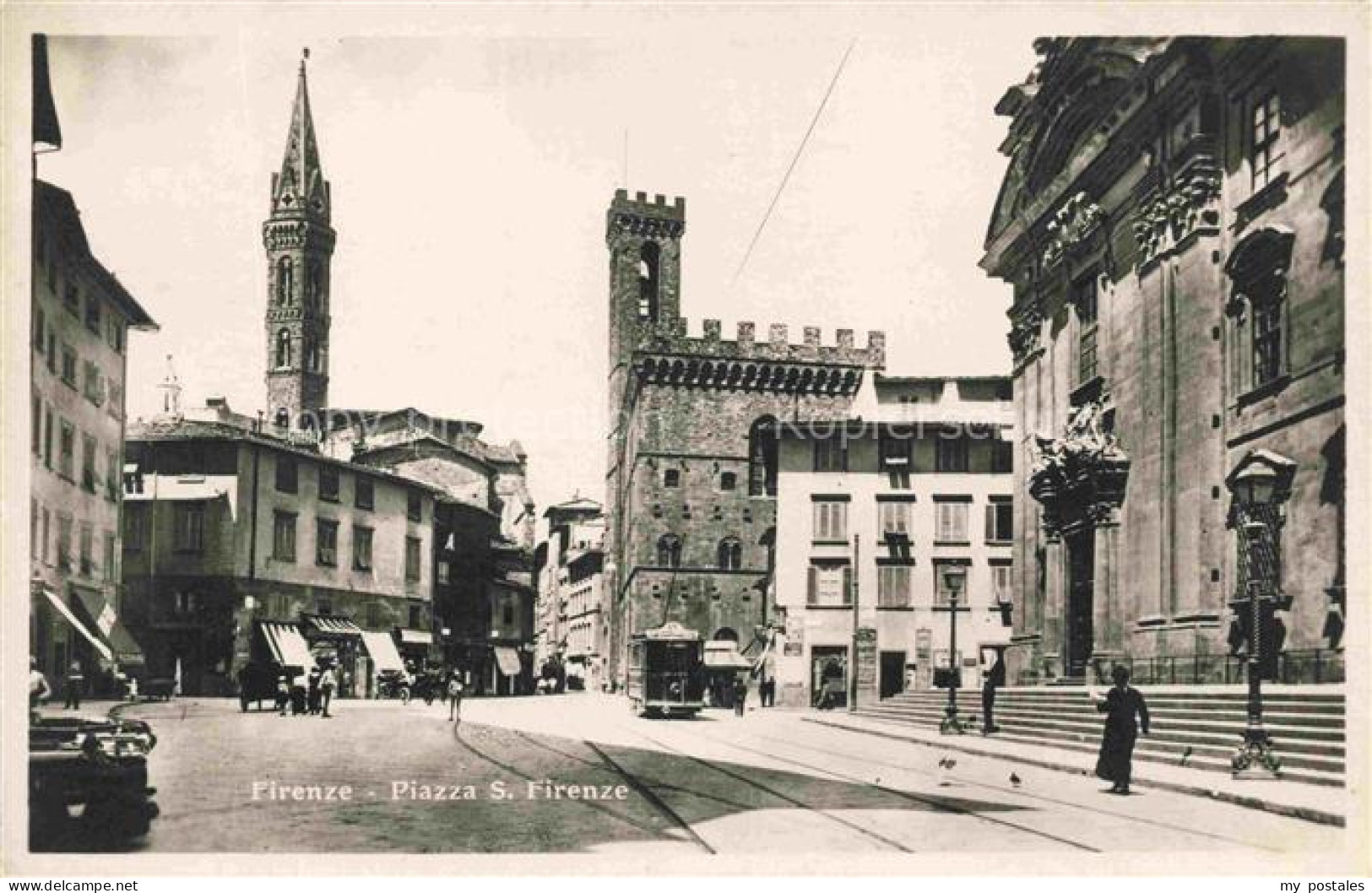 FIRENZE Florence Florenz Toscana IT Piazza-S.-Firenze Strassenbahn Glockenturm B
