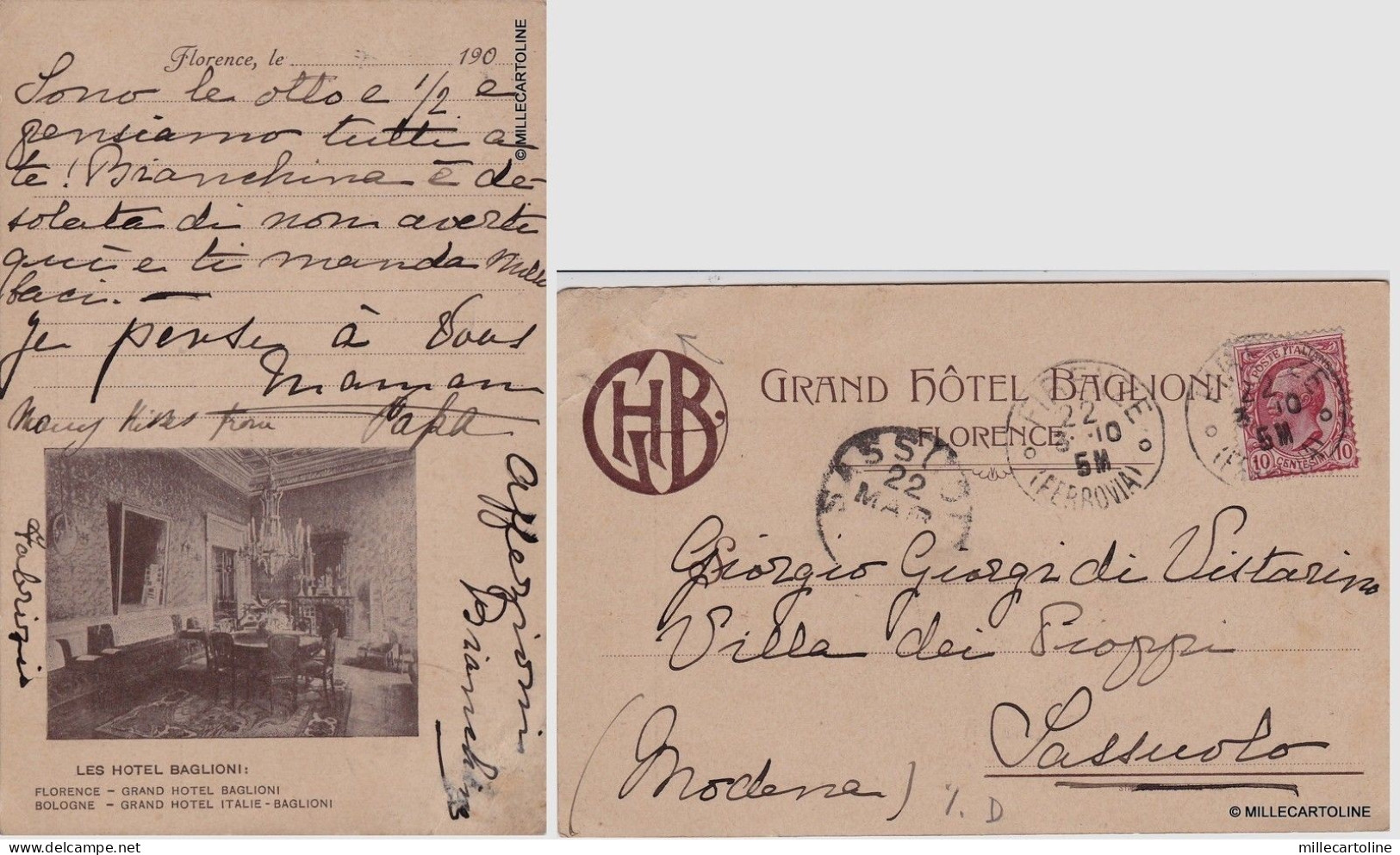 # FIRENZE - FLORENCE: HOTEL BAGLIONI 1910