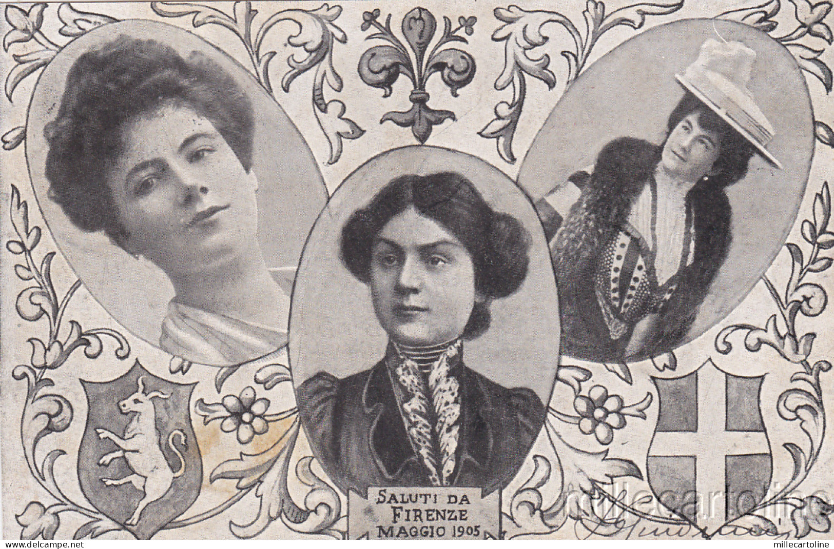 * FIRENZE - Saluti e Donne, Maggio 1905