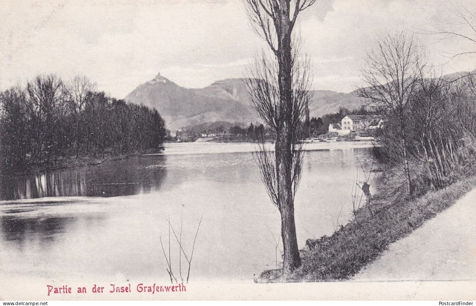 Fishing at Partie An Der Insel Grafenwerth German Old Postcard