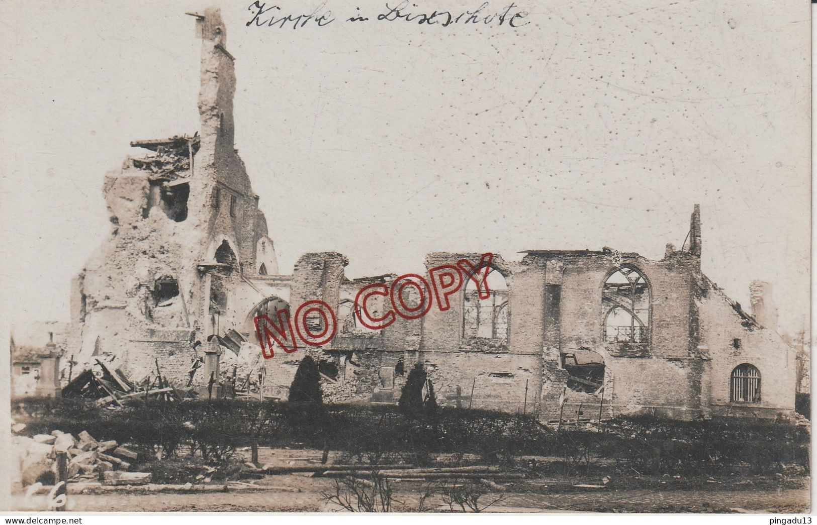 Fixe BIXSCHOOTE Bikschote Bixschote Langemark-Poelkapelle carte photo allemande WW1 WK1 Kirche Eglise