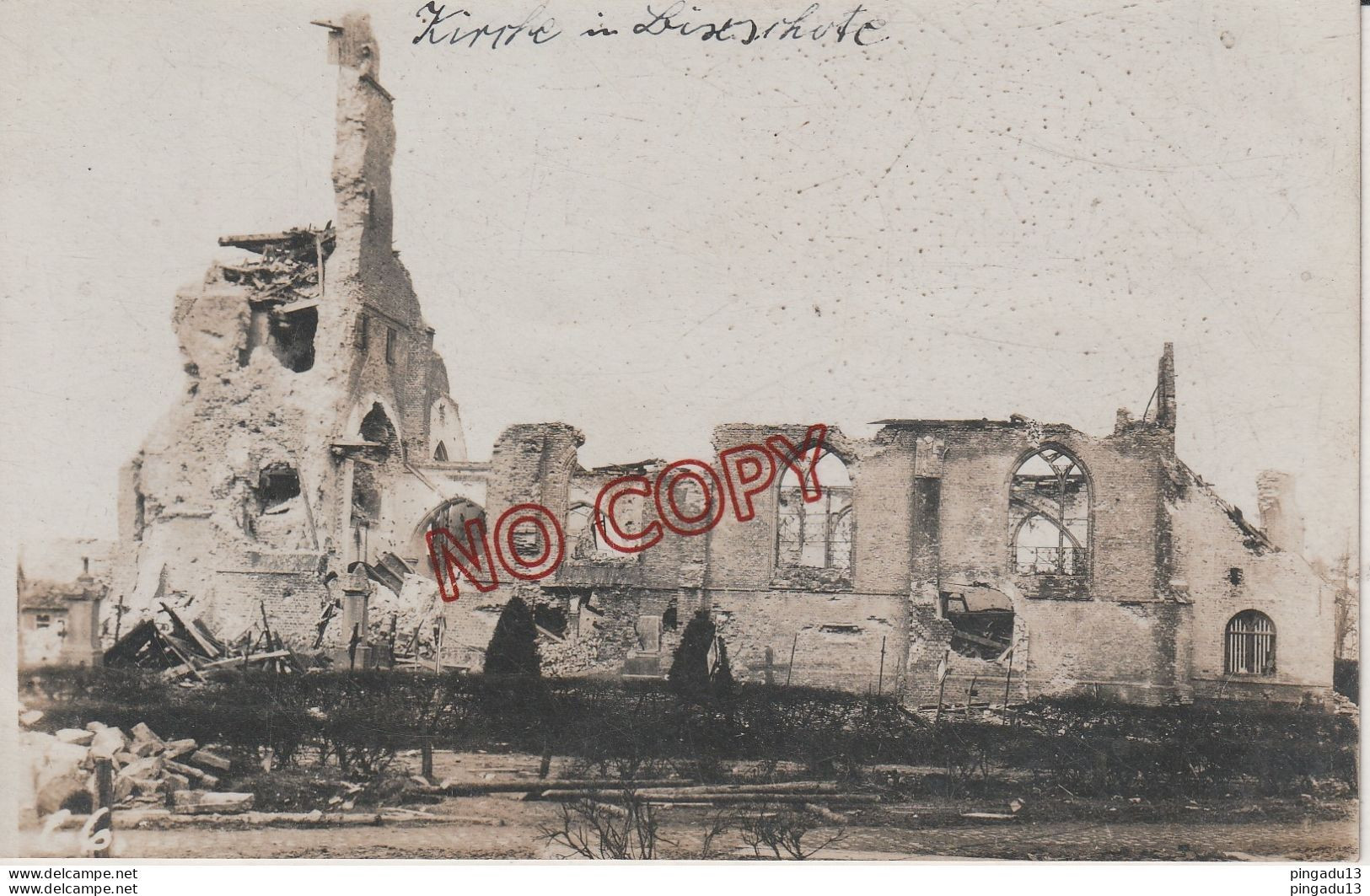 Fixe BIXSCHOOTE Bikschote Bixschote Langemark-Poelkapelle carte photo allemande WW1 WK1 Kirche Eglise
