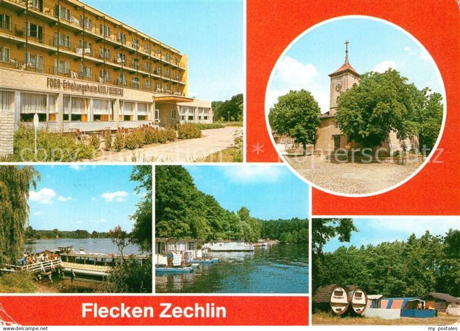 Flecken Zechlin Kirche FDGB Erholungsheim Wohnboote Campingplatz