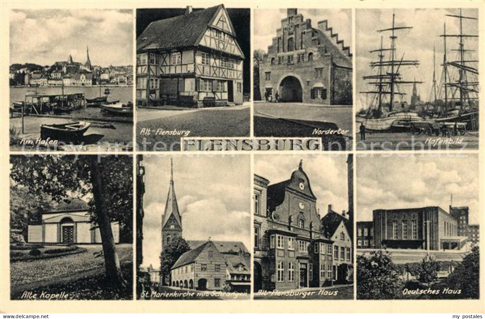 Flensburg Hafen Alt Flensburg Nordertor Hafenbild alte Kapelle Marienkirche
