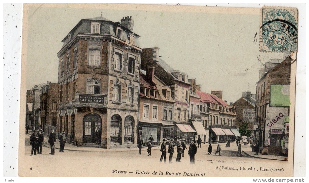 FLERS ENTREE DE LA RUE DE DOMFRONT (CARTE COLORISEE)
