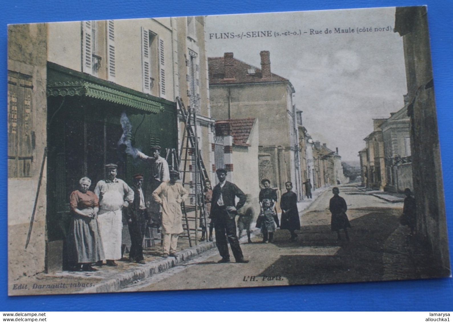 Flins-sur-Seine [78] Yvelines rue de Maule CPA Carte Postale colorisée repro
