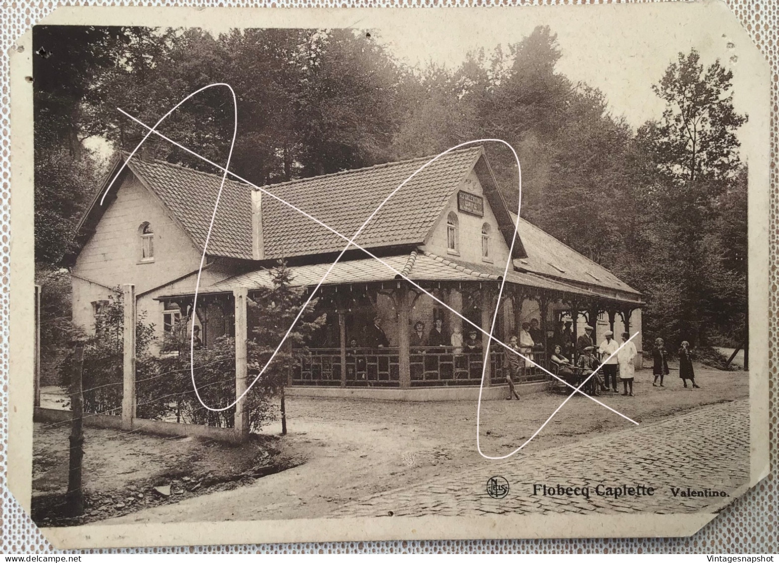 FLOBECQ CAPLETTE VLOESBERG café au Valentino CP édit Lison-Dherte librairie-imprimerie Coins coupés