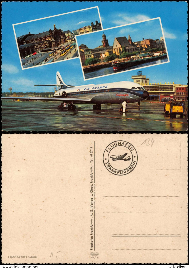 Flughafen-Frankfurt am Main Flughafen Air France Fleugzeug Bahnhof 1968