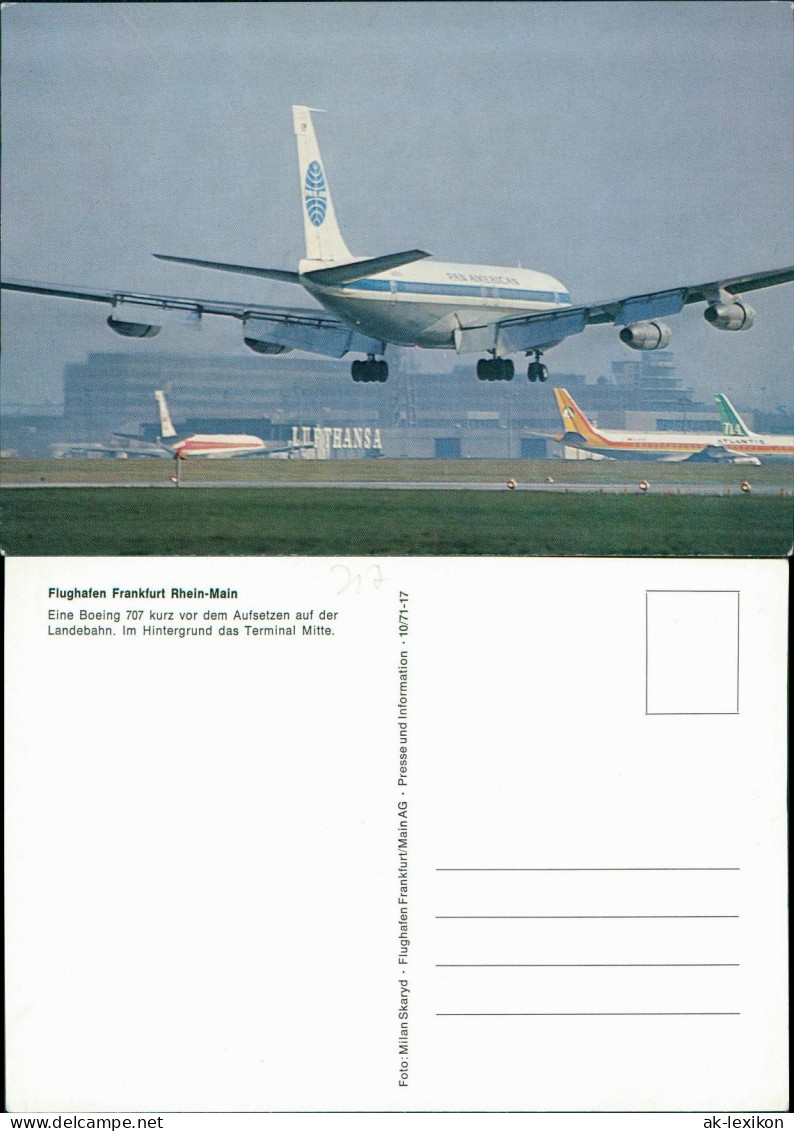 Flughafen-Frankfurt am Main Flughafen Pan AM Boeing 707  auf der Landebahn 1980