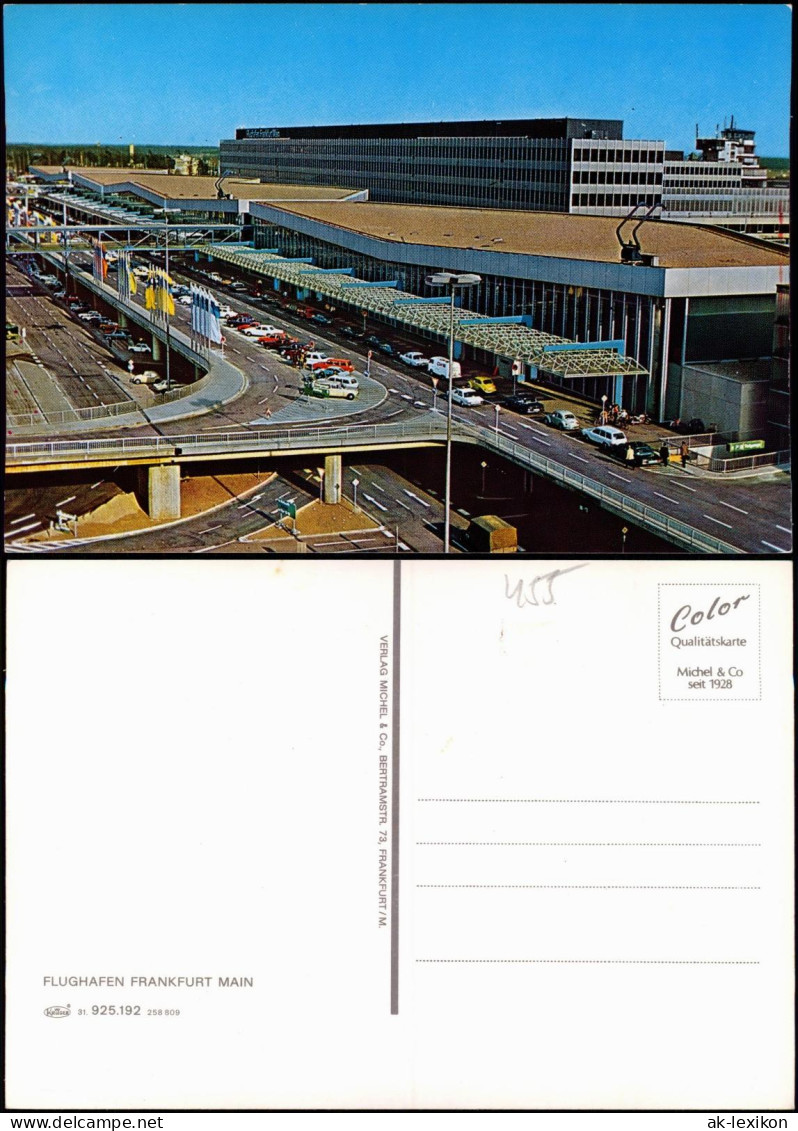 Flughafen Frankfurt  Main Flughafen, Vorplatz mit Auto Parkplatz Terminal  1980