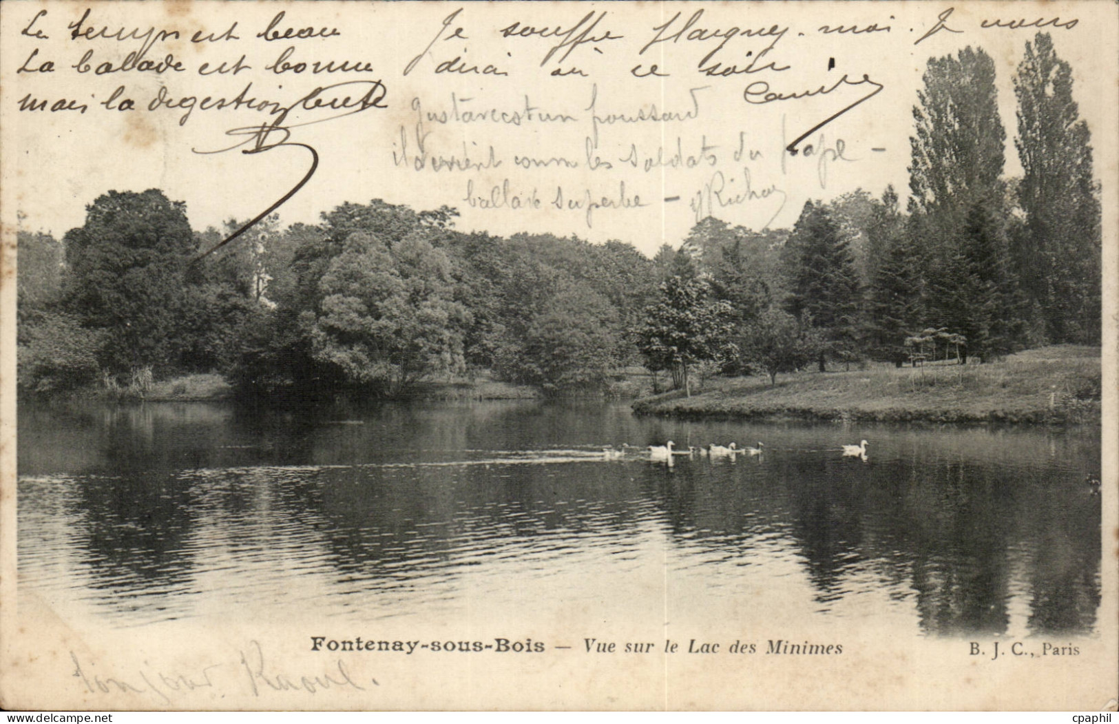 Fontenay sous Bois CPA Vue sur le lac des Minimes