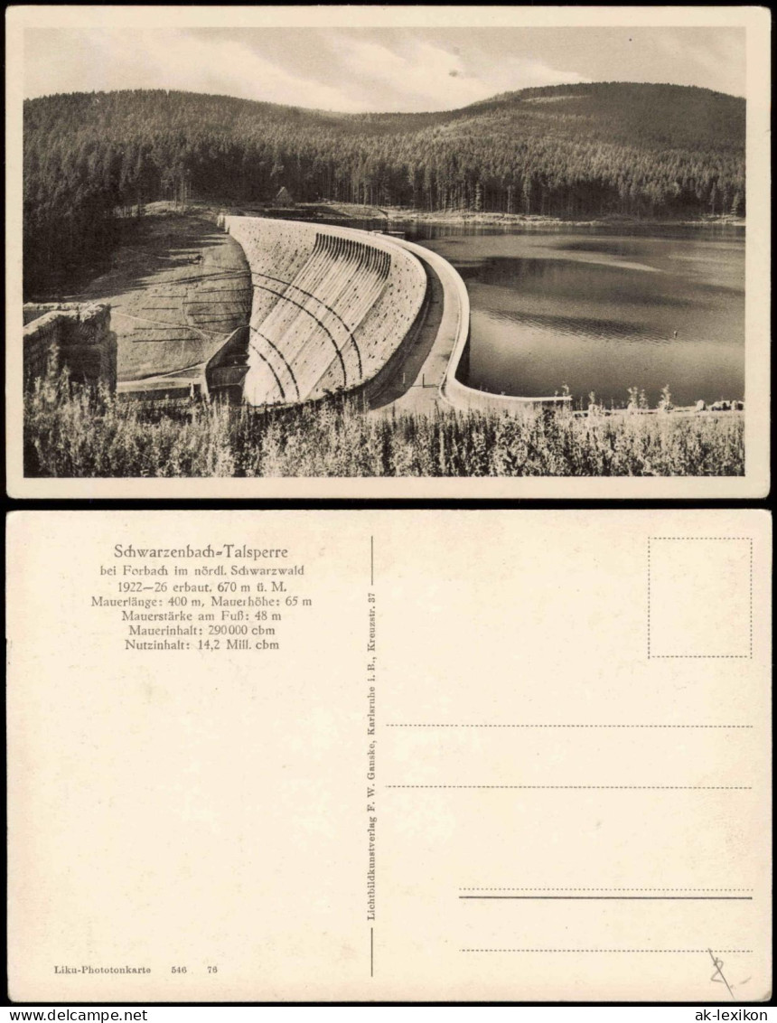 Forbach (Baden) Schwarzenbach-Talsperre bei Forbach im nördl. Schwarzwald 1930