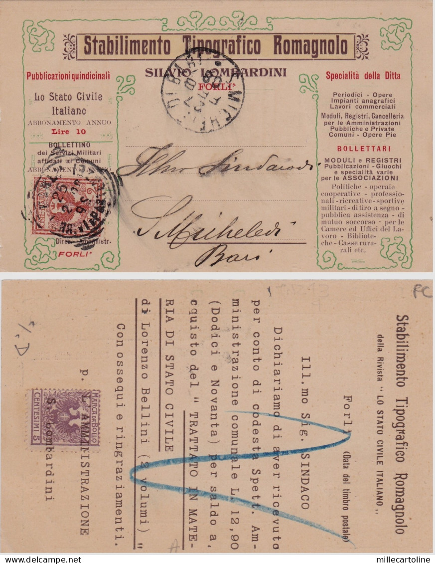 # FORLI: STABILIMENTO TIPOGRAFICO ROMAGNOLO - EDITORIA- 1908 Forlì