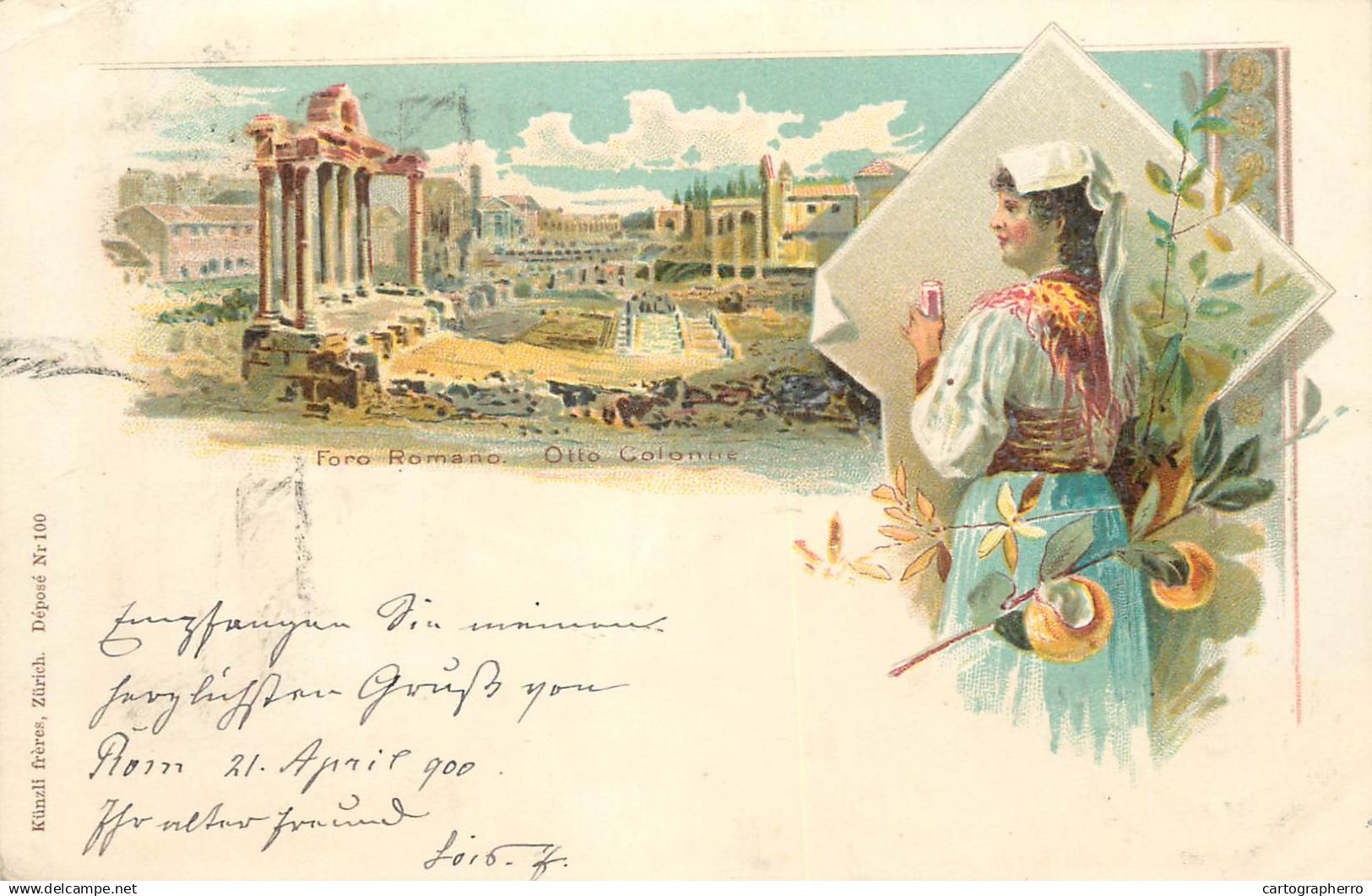 Foro Romano Roma litho 1900s