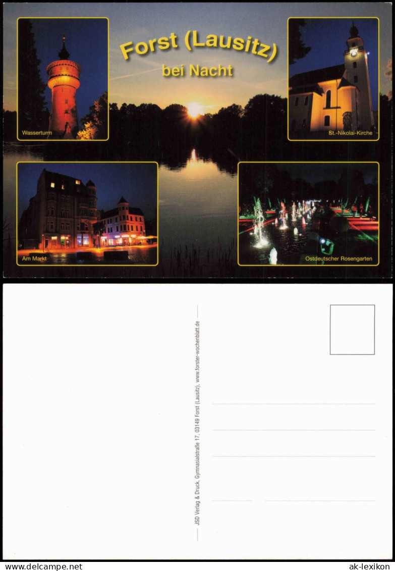 Forst (Lausitz) Baršć MB bei Nacht Wasserturm Markt Rosengarten 2004