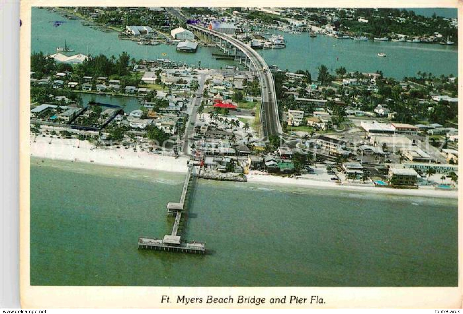 Fort Myers Beach Bridge ans Pier Aerial View