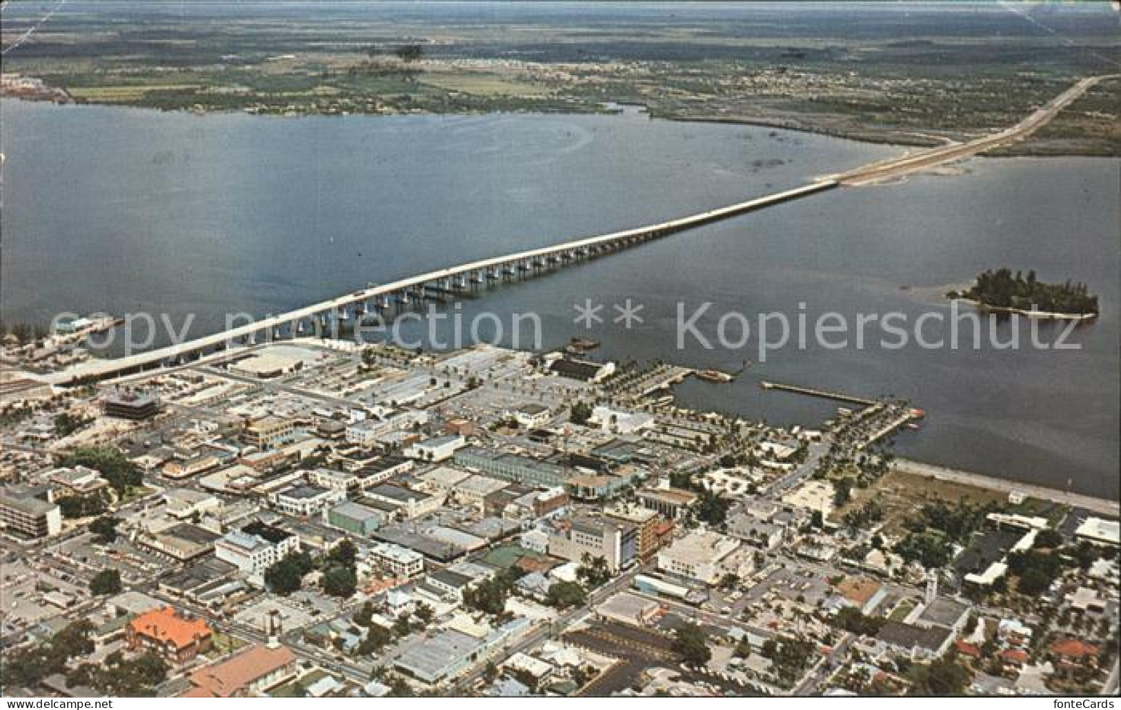 Fort Myers Bridge Caloosahatchee River aerial view