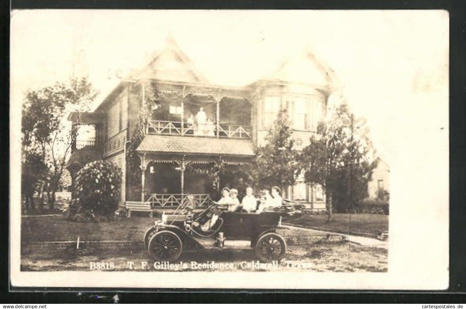 Foto-AK Caldwell, TX, T. F. Gilleys Residence, Automobil