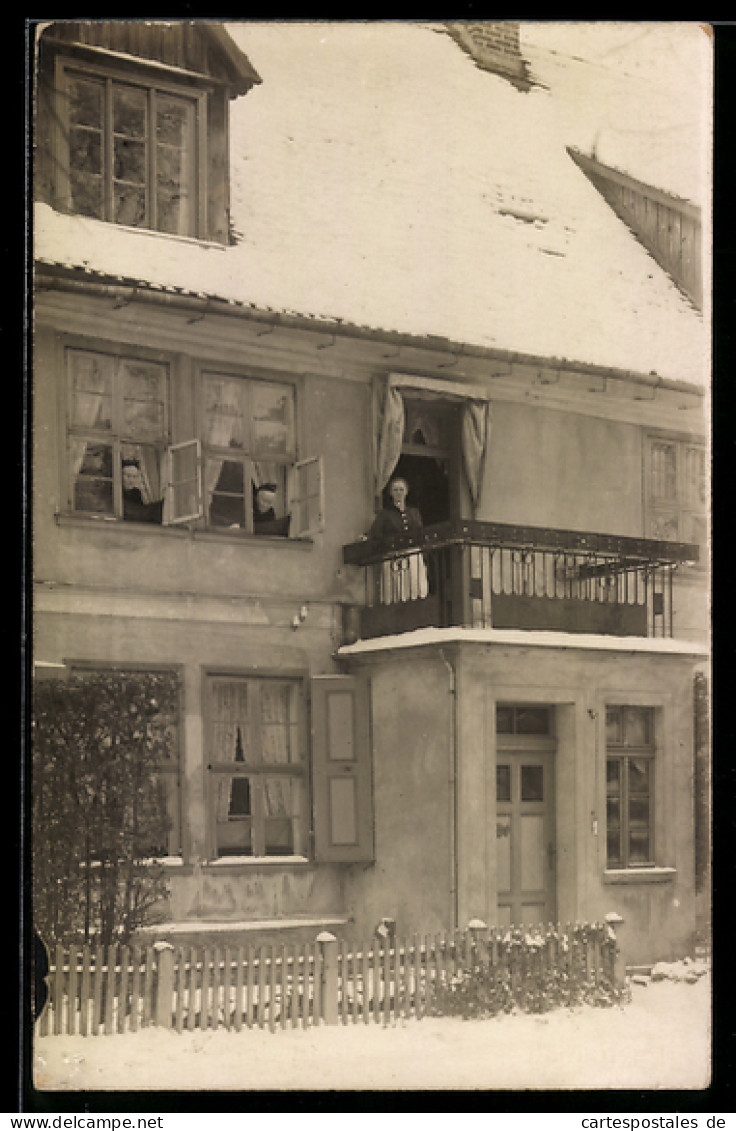 Foto-AK Heiligengrabe, Wohnhaus im Schnee 1921