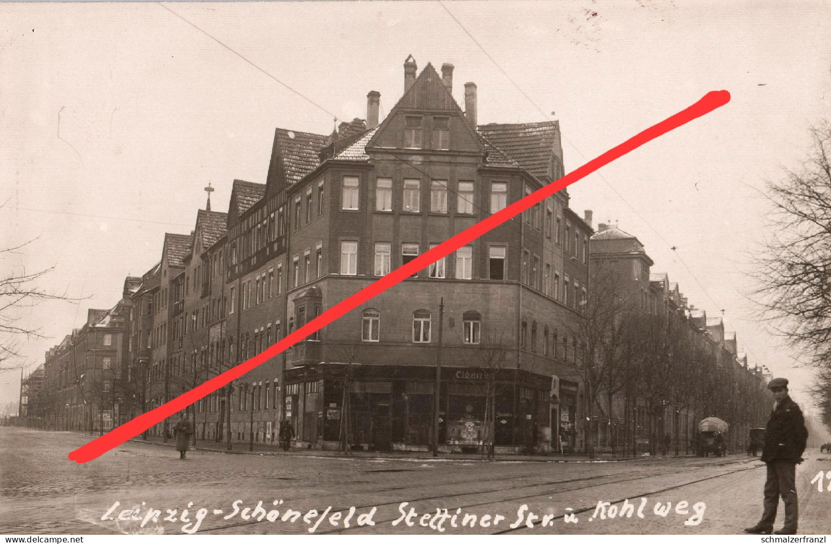 Foto AK Leipzig Schönefeld Stettiner Straße Gorkistraße Ecke Kohlweg a Zittauer Schmidt Rühl Straße Abtnaundorf Mockau